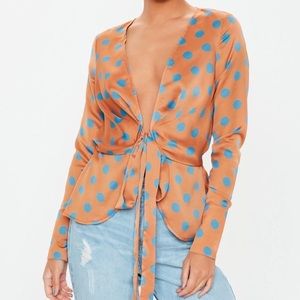Missguided Rust Tie-Front Blouse